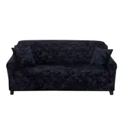 Sofa Cover Vintage Embossed Flower Sofa Cover Stretch Chair Couch Slipcovers - Black/Three-Seater