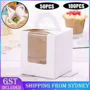 UP TO 100X Single Cupcake Boxes Holes Window Face Cupcake Display Box Muffin Cup