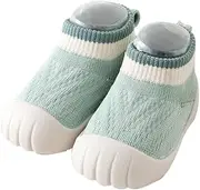 [HEOXIN] Baby Crawling Socks, First Walking Shoes, Sock Shoes, Hut Shoes, Toddler, Non-Slip, Soft Grip, Anti-Collision Toe Cap, Breathable Collision Colours, Mesh Walking Shoes, S-L, Green, 6 Monate