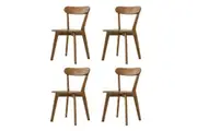 Wood Dining Chairs Set of 4 Farmhouse Kitchen Chairs with Backrest Wooden Dining Room Chairs Stackable Dining Chairs Walnut