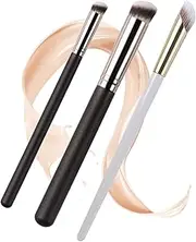 Concealer Brush Under Eye 3Pack Small Nose Contour Brushes for Dark Circles Puffiness and Concealer Brush Under Eye Mini Angled Flat Top Kabuki Nose with Powder Liquid Cream Cosmetic Pro Small Makeup