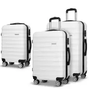 Wanderlite 3pcs Luggage Trolley Set Travel Suitcase TSA Hard Case Bags White NEW