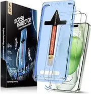MAGIC JOHN 2 Pack for iPhone 15 Plus 6.7 inch Tempered Glass Screen Protector, Auto Dust-Elimination, Bubble Free, HD Clear, Easy Installation
