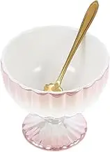COLLBATH Elegant Tall Ceramic Bowl Ice Cream Cup Spoon Ml for Ice Pudding Fruit Salads