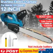 Brushless Cordless 12'' Wood Cutting Saw Cutter Chainsaw For Makita 18V Battery