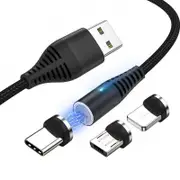 3-in-1 Magnetic High Quality Braided Fast Charging and Data Micro USB Cable