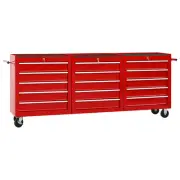 vidaXL Tool Trolley with 15 Drawers Steel Red