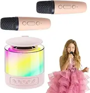 Wireless Karaoke Machine - Speaker Microphones Set | Karaoke Machine Wireless Microphone Singing Speaker with Light for Birthday