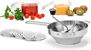 Ergonomic Food Mill Stainless Steel,Manual Jams Masher,Vegetable Fruit Potato Garlic Mud Press,for Tomato Sauce,Potatoes,Jams with Silicone Handle Dishwasher Safe