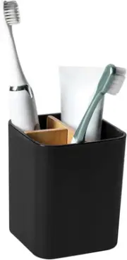 Bamboo Toothbrush Holder for Bathrooms, 3 Slots Toothbrush and Toothpaste Holder