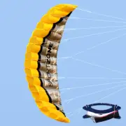 2.5m Outdoor Toys Dual Line Parafoil Parachute Stunt Sport Beach YELLOW Kite NEW