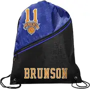 FOCO - NBA New York Knicks High End Diagonal Drawstring Backpack Gym Bag - Jalen Brunson #11, Blue, Large, Jalen Brunson Backpack
