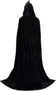 TULIPTREND Full Length Hooded Cloak Velvet Halloween Costume Cape Cosplay Party Cloak For Men And Women