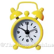 NEON ALARM CLOCK - Yellow - Mini 6cm Travel XS Tiny Size Fun Gift **NEW**
