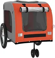 Pet Bike Trailer-Orange and Grey, Oxford Fabric, Iron Frame, Versatile Attachment for Bicycles, Reflective Safety Features, Smooth Large Wheels, Weather Cover, Spacious and Ventilated