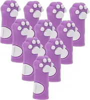 HORIALENCE 10pcs Knitting Needle Protector Tweezers Cover Cuticle Protectors Cuticle Covers for Nail Painting Scissor Cover Cat Nail Covers Cat Paw Sleeve Purple