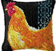 Chicken Rooster Hen Latch Hook Pillow Kit DIY 43cmx43cm Yarn Pattern Hook Canvas