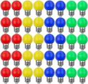 Pack of 40 Colored LED Bulbs E27 3W=30W AC220V-240V Decoration Lamp - Mixed Colors Red Yellow Blue Green