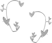 [SEWOART] 2pcs Rhinestone Heart Ear Cuffs for Girls Hook Cuff Earrings Decorative Jewelry for Parties Special Occasions