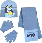 [Bluey] Boy's Hat, Scarf and Gloves Winter Set Hat, Scarf and Gloves, Winter Accessories for Kids, Boys, blue, 53