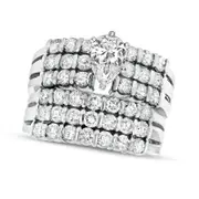 2.5 CT. T.W. Pear-Shaped Natural Diamond Multi-Row Bridal Engagement Ring Set in Solid 14K White Gold (J/SI2)