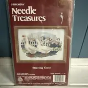 New Vintage Strutting Geese Stitchery Kit 00721 Needle Treasures 7x5”