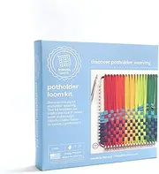 Harrisville Designs Potholder 7" Traditional Size Potholder Loom Kit with Cotton Loops Make 2 Potholders, Weaving Crafts for Kids & Adults-Multi