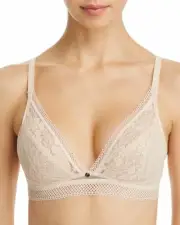 Chantelle SPIRIT 11A8 Nude Blush Lace Wirefree Bra with J-Hook Back - XL
