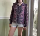 Forever 21 geometric paisley button down chiffon top small S NWT