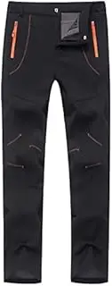 QIULAO Men's Ski Trousers, Warm Fleece Hiking Pants, Soft Shell Trousers, Winter Waterproof Snow Pants, Outdoor Hiking Equipment (Color : Black, Size : M)