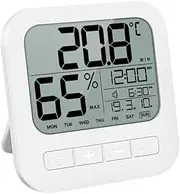 Indoor Room Hygrometer Hanging ℃/℉ Thermometer Desktop Clock Button Control Temperature Humidity Sensor Environment Office