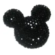 100 Black Flatback Resin Dotted Rhinestone Gems Mouse Head 30mm