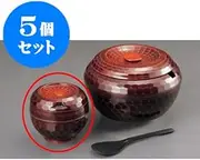 kbu3-863-20-793-5set 5-piece set Lacquerware ABS resin (heat-resistant temperature 70 degrees), tortoise rice dish with Tochiai black lacquer for 2 people [7.2 x 4.1 x 3.1 inches (18.3 x 10.5 cm),