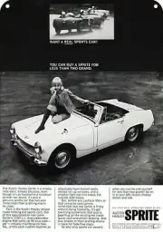 1966 AUSTIN HEALEY Sprite Convertible Sports Car DECORATIVE REPLICA METAL SIGN