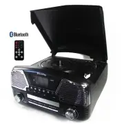 TechPlay ODC35BT Retro Stereo Record Player Bluetooth CD AM/FM Radio Black NEW