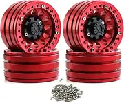 4pcs Aluminum Alloy Wheel Rim Beadlock 1.9in Wheel Rims Hub Replacement for Axial Scx10 Rr10 Wraith 90048 90018 Trx4 D90 1/10 Remote Control Car