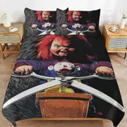 a1408 Chucky Horror Movie Duvet Cover Set, 3 Piece Bedding Set 86x70" Double Sided Printing Decorative Comforter Cover Set (1 Duvet Cover + 2 Pillow S