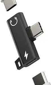 USB C Headphone Adapter Dongle(2in1)DAC Dual Type-c Charger Aux Audio Jack Splitter Cable for Samsung Galaxy S20 S21 FE S22 Ultra S9 Note10 Z Flip Ipad Pro Air4 LG Google Pixel Charge Cord Accessories