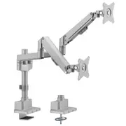 Brateck Dual Monitor Pole-Mounted Thin Gas Spring Arm, Matte Grey