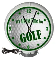 Time For Golf White Lighted Gas Pump Globe Advertising Style Quartz Clock