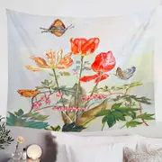 Butterflies and Flowers Art Bleeding Hearts and Tulips Tapestry