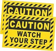 jojofuny 2pcs Anti- Safety Stickers for Steps Caution Watch Your Step Floor Markers and Non- Tape for Use for Workplace and Home Safety