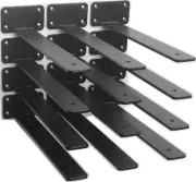 4 Pack - 10 Inch Black Hidden L Shelf Bracket (1/5 Inch Thicked) Iron Shelf Brac