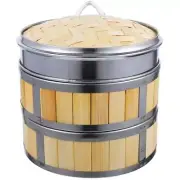 Asian Rice Basket Steam Wooden Pot Steamer Basket Bamboo Chinese Dim Sum Steamer