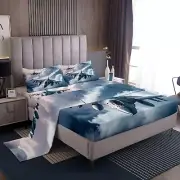 Aircraft Boys Sheet Set 3D Airplane Fighter Plane Bedding Set Blue Gray Cloud...
