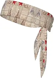 Boat Beach Starfish Shell Sports Strap Double-Sided Headscarf Men's Bow Tie Sports Headscarf Running Yoga Exercise Headband