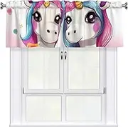 LHBWCVN Cute Horses Valances for Windows, Rod Pocket Window Treatment Drapes Farmhouse Kitchen Curtains Short Blackout Window Curtains for Living Room Bedroom Decor 54x18 Inch