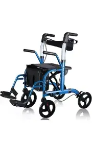 WINLOVE 2 in 1 Rollator Walker with Seat Transport Chair Lightweight Foldable