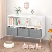 Kids bookcase with Collapsible Fabric Drawers, Children's Book Display - White