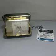 Rare Vintage Westclox Travelite Lighted Dial Travel Clamshell Alarm Clock W/Tag
